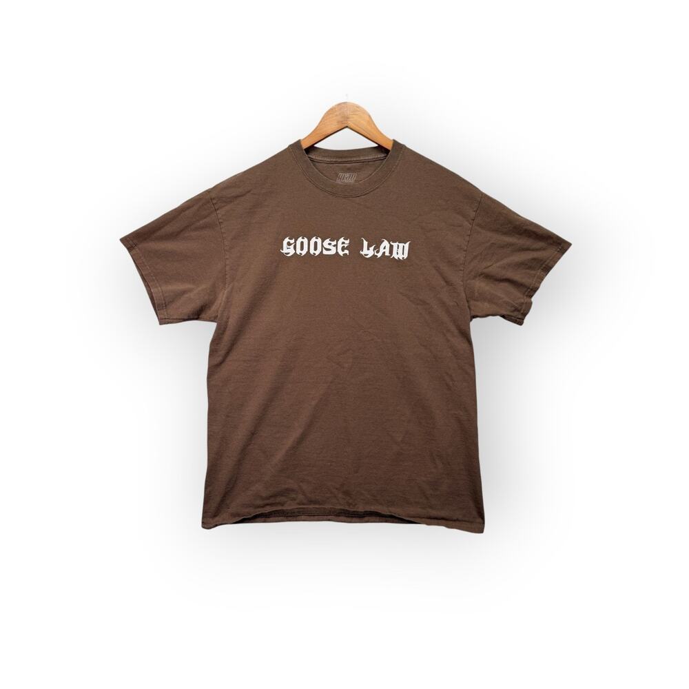 A.LAB Goose Law Hoodie Funny Brown Fire House Chaos Tee Streetwear T Shirt sz L